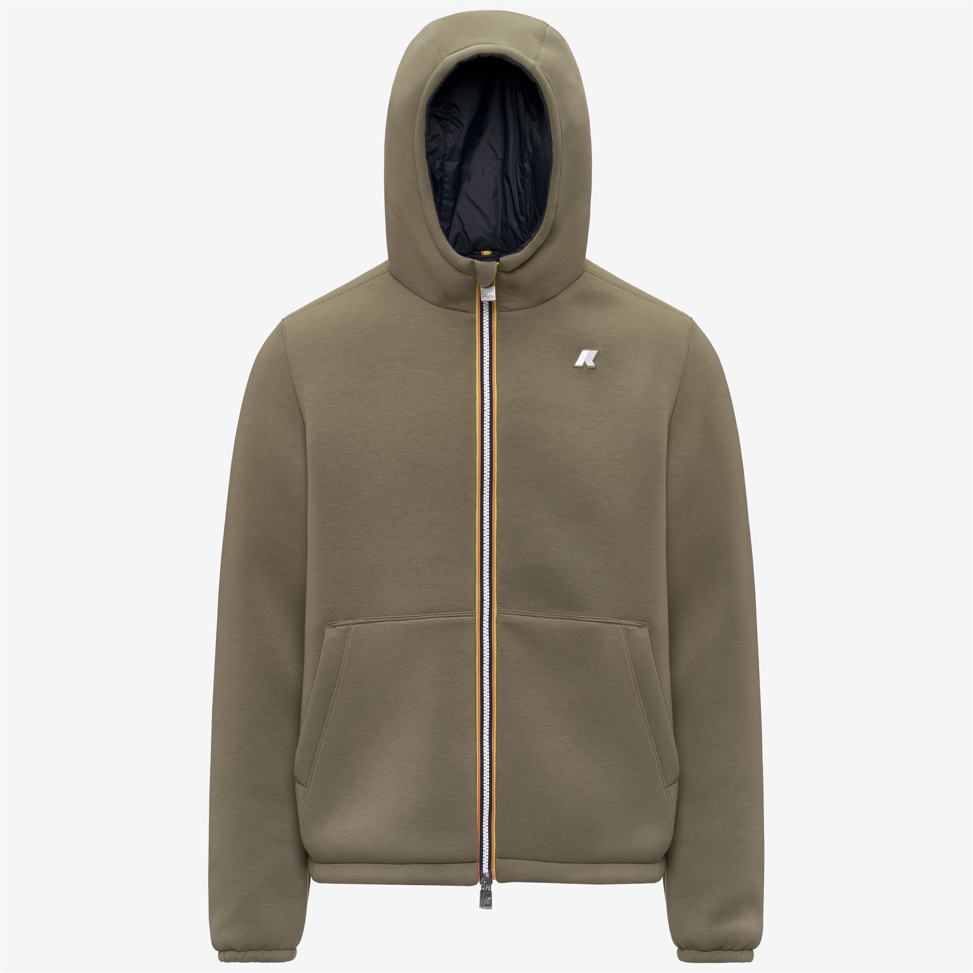 K-Way Uomo Verde/Blu Giacca Con Cappuccio Jack Spacer Nylon Double - Immagine 3